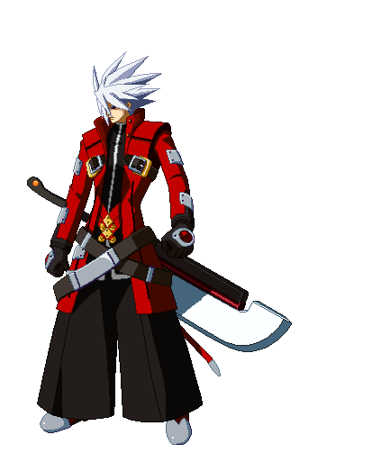 Animated sprite of Ragna the Bloodedge turning his back on the camera