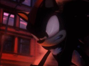 Animated closeup Shadow the Hedgehog clenching his teeth angrily
