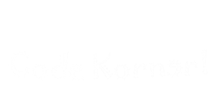 Animated text that says 'Gina's Code Korner' in a neon sign font, The word 'Gina' falls onto the words, 'Code Korner', causing them to tilt upwards creating a corner beteween the two words